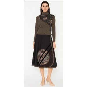 Koos Van Den Akker Vintage Art To Wear Skirt Top Set Floral Patchwork‎ 100% Wool